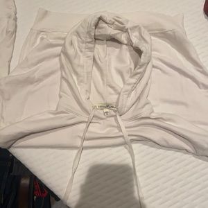 Express cropped off-white hooded sweatshirt